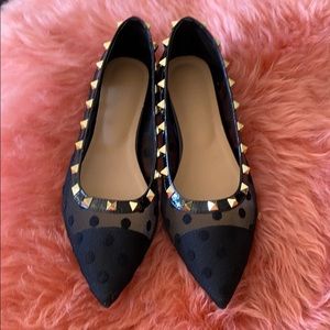 Studded pointed toe flats
